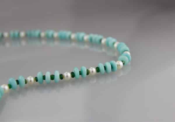 Long collier Tsavorites - Amazonites – Image 2