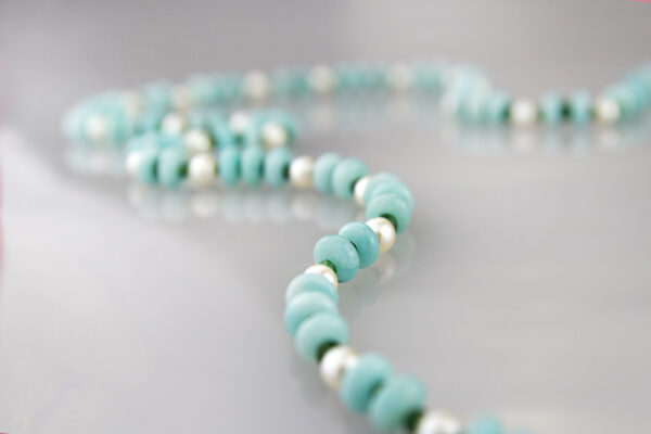 Long collier Tsavorites - Amazonites